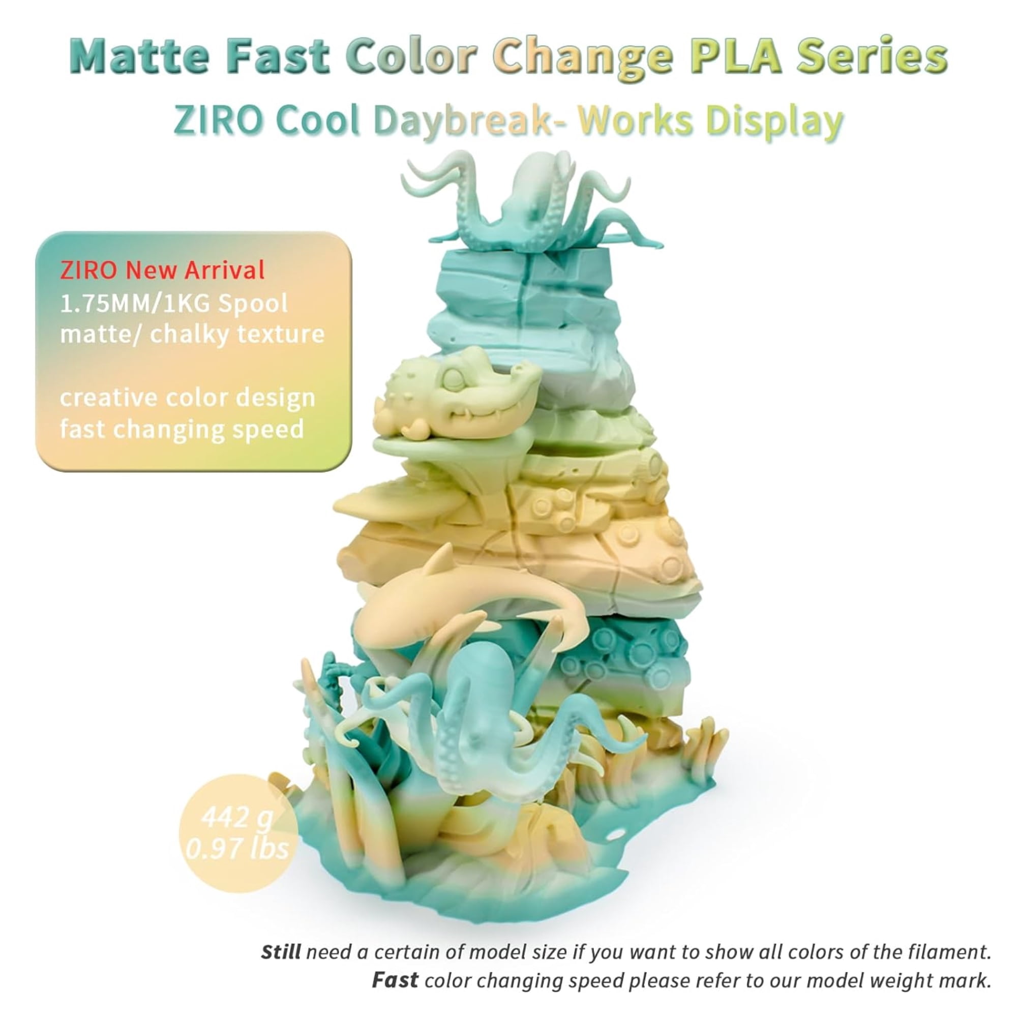 Ziro 3D Gradient Matte PLA 1.75mm 1kg, Cool daybreak