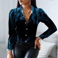 thumbnail image 1 of Camisa con botones de solapa azul y rojo para hombre y mujer, informal, para uso diario, para exteriores, de alta calidad,, 1 of 6