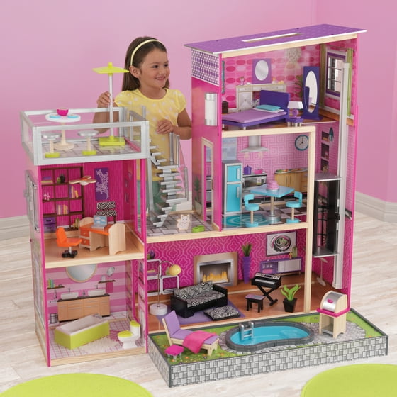 kidkraft uptown dollhouse with 36 accessories included - walmart