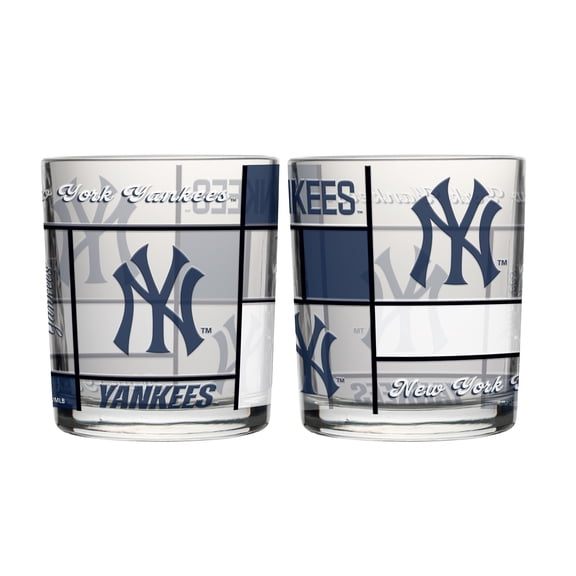 Logo Brands New York Yankees 12oz. Quilted Stained Two-Pack Rocks Glass Set