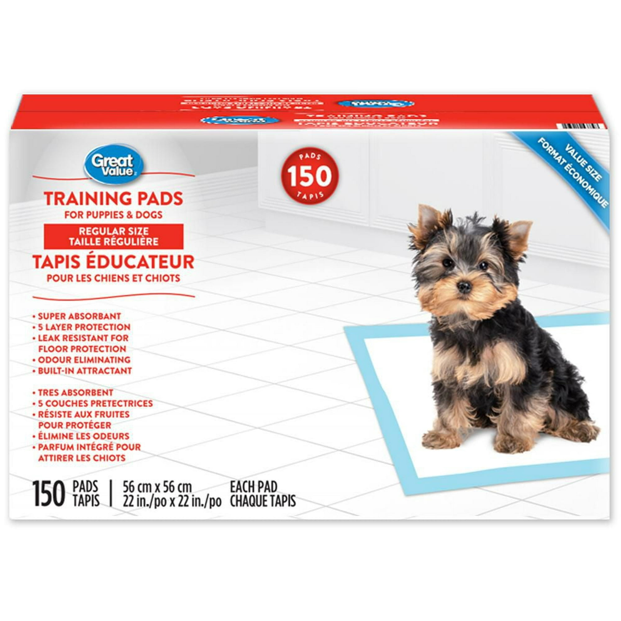 Great Value Training Pads,Regular 150CT, 22 x 22