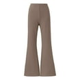 thumbnail image 4 of Pantalones rectos de yoga para mujer: tiro medio, pierna ancha, cintura elástica, bolsillos laterales profundos, lavado a mano, poliéster-spandex, tallas XS-XL, para el trabajo/el fin de semana., 4 of 5