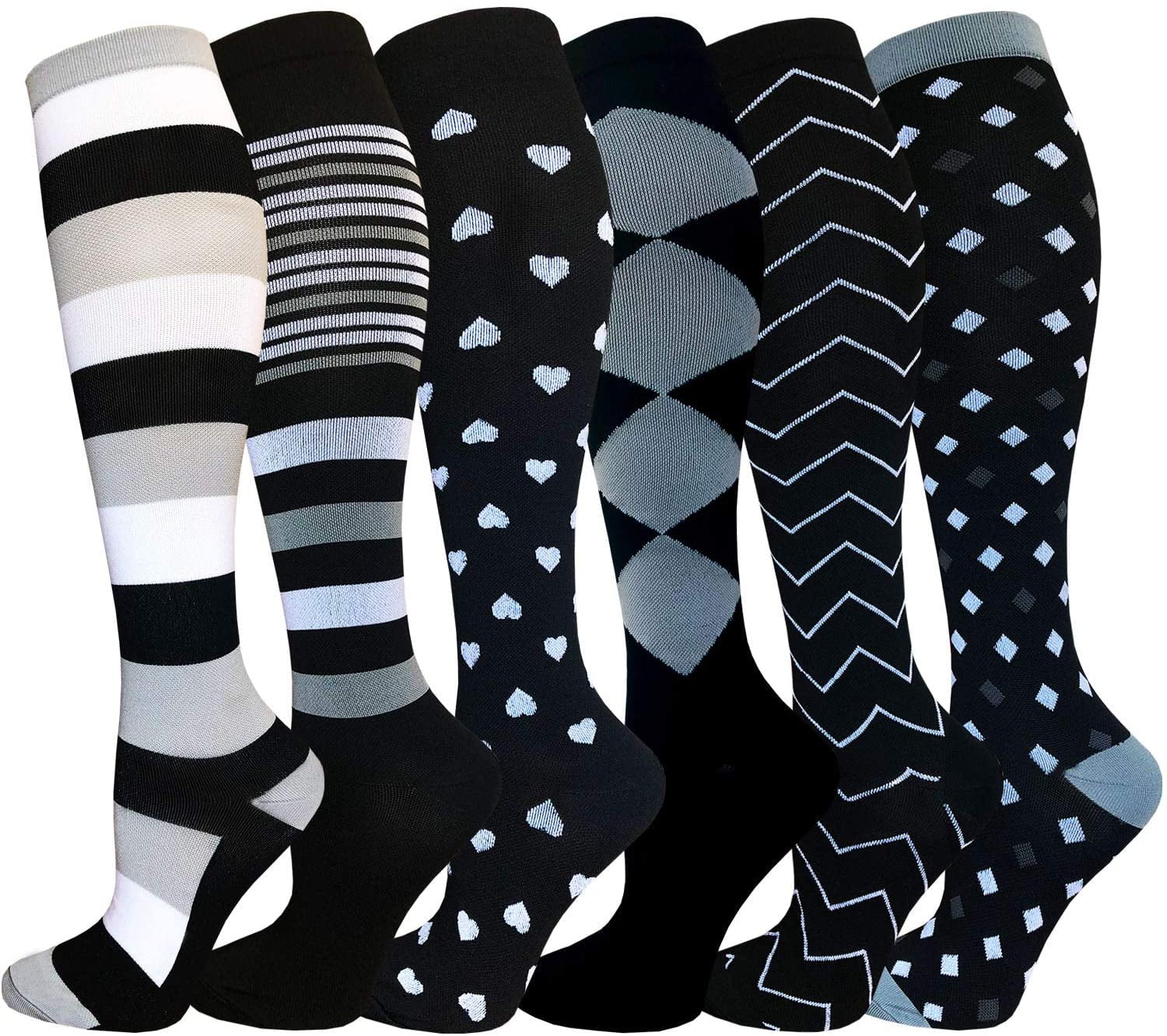 CALHNNA Compression Socks for Men & Women, 6 Pairs, L-XL