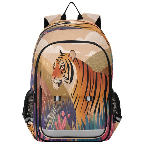Backpack 12.9 *5.1 * 17.7 Inches Outing Backpack, Shopping Backpack, Travel Backpack Tiger Illustration