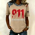 thumbnail image 2 of Women's 911 25th Anniversary Tshirt Patriotic Memorial Graphic Tee 9/11 25th Anniversary Tshirt We Will Never Forget Short Sleeve Tee, 2 of 5