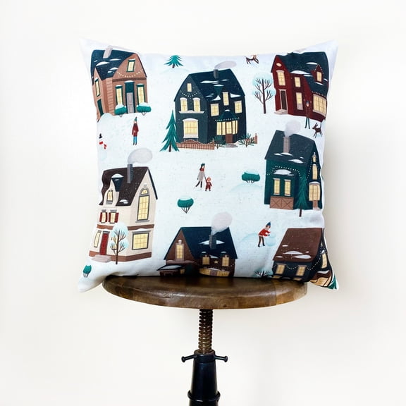 Christmas Village Houses Throw Pillow Cover | | Christmas tree | Christmas Gifts | Room Decor | Mom Gift | Aaesthetic Room Decor