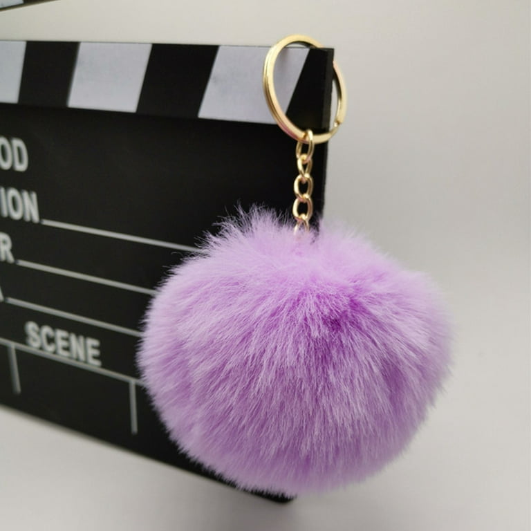AllTopBargains Pom Pom Keychain Fur Puff Ball Key Ring Fluffy Bag Accessories Car Charm Pendant
