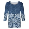 thumbnail image 4 of AOOCHASLIY T-Shirt à Manches 3/4 Style Ethnique, Col Rond Décontracté pour Printemps et Été, Vêtements pour Femmes, 4 of 5