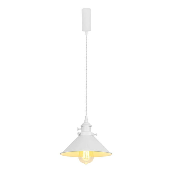 KAYYELAMP Adjusted Cable H-Type Track Lamp White Switch Base White Shade Simple Design Pendant Lighting for Kitchen Dining Room(No Bulb, Track)