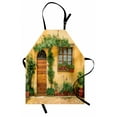 thumbnail image 1 of Italy Apron Porch with Different Flowers Pots Fresh Green Plants City Life in Tuscany, Unisex Kitchen Bib Apron with Adjustable Neck for Cooking Baking Gardening, Apricot Green Brown, by Ambesonne, 1 of 3