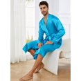 thumbnail image 3 of Men Solid Belted Satin Robe, 3 of 5