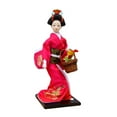 thumbnail image 2 of 11 inch Japanese Kimono Geisha Doll Humanoid Girl Statue Collectible Figurine Resin Handcrafted National Style for Home Desktop Bar Ornament , Rose Red, 2 of 8