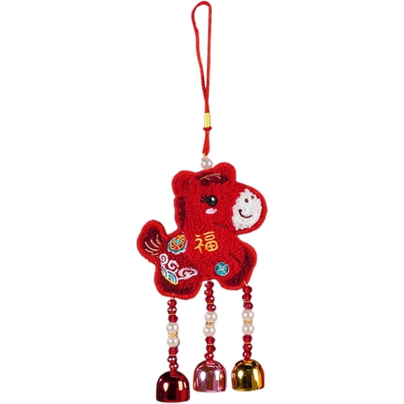 2026 Year of the Horse Ornament Fire Horse Plush Red Hanging Decoration for Lunar New Year Fortune Charm for Home Wall Door Car