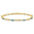 thumbnail image 3 of Auriga Fine Jewelry 10K Yellow Gold Diamond and Blue Topaz Bracelet 7" for Women, 3 of 6