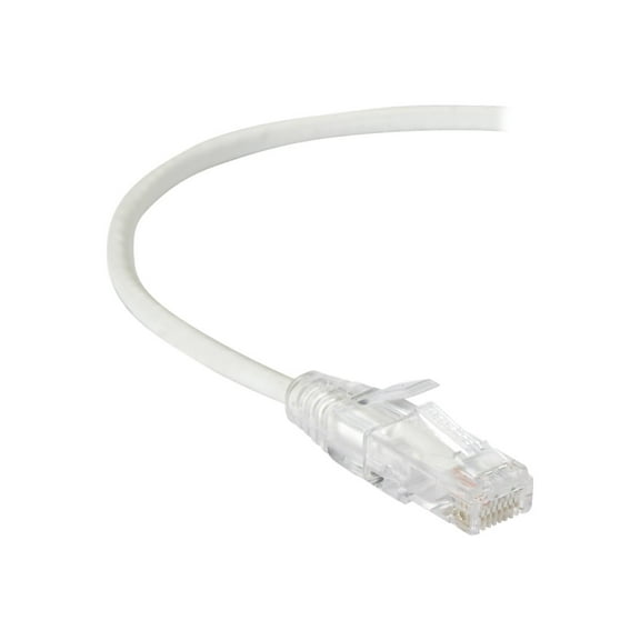Black Box Slim-Net 7ft RJ-45 M/M Cat6a Snagless Patch Network Cable White