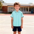 thumbnail image 2 of Polo Shirts Boys Mint Green Button Down Short Sleeve Shirts Uniform Shirts for Boys Summer Casual Breathable Kids Summer T-Shirts 4T, 2 of 4