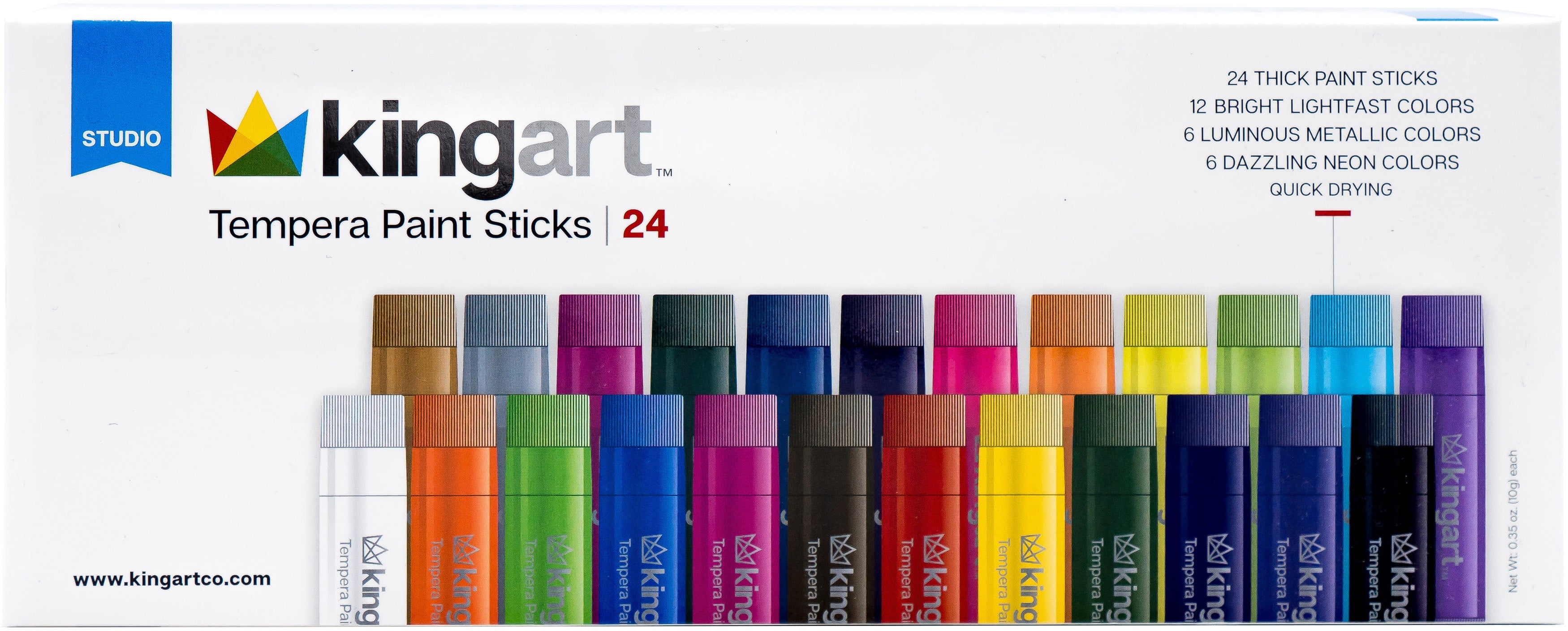 KINGART Tempera Paint Sticks, Washable, Rich & Creamy, Set of 24 Unique Colors