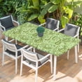 thumbnail image 2 of Vintage Green Table Cloths for 6 Foot Rectangle Tables, Retro Botanical Abstract Art Patio Waterproof Elastic Fitted Tablecloths, Washable Rectangular Table Cover for Camping, 2 of 8