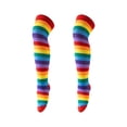 thumbnail image 4 of AWZXDE Rainbow Striped Kids Thigh High Socks Soft Stretchy Over‑the‑Knee Socks for Girls for Halloween Cosplay Party Dress‑up Activities Green - 6-12 Years, 4 of 4