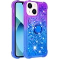 thumbnail image 5 of Glitter Case for Apple iPhone 15 Plus for Women Girls, Bling Sparkle Colorful Gradient Quicksand Waterfall Soft TPU Liquid Cover Case with Ring Stand for iPhone 15 Plus JB-Purple Blue, 5 of 14