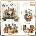 thumbnail image 2 of 4 Pcs Fall Pumpkin Shower Curtain Sets 72" Autumn Farmhouse Bathroom Curtain with 12 Hooks Non Slip Rug Toilet Lid Cover and Bath Waterproof Mat Thanksgiving Harvest Home Decor (Vintage), 2 of 7