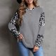 thumbnail image 3 of Blusas con estampado de leopardo para mujer, Tops elegantes informales con bloques de Color, camiseta holgada de otoño con cuello redondo para mujer, camiseta gris XXL, 3 of 6