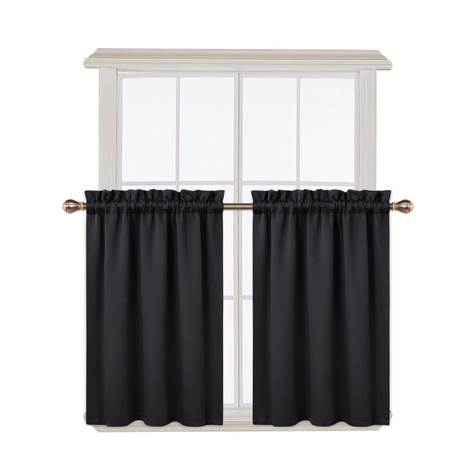CAROMIO Blackout Short Curtains 36 inch Length Kitchen Curtains Tiers