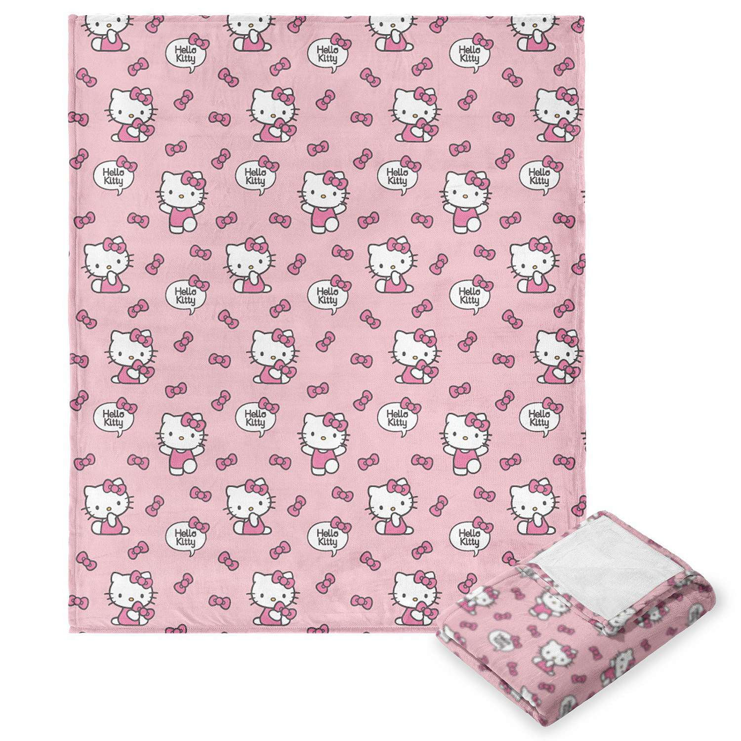 Hello Kitty Let's Bow Pink Silk Touch Throw Blanket