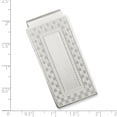 thumbnail image 2 of Solid Polished Patterned Engravable (front only) Silver Plated and Rhodium Checkerboard Hinged Money Clip Measures 50x23, 2 of 5