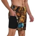 thumbnail image 2 of Yiaed Scientist Guinea Pig Print Mens Swim Trunks Bathing Suit Compression Liner Beach Swim Shorts Swimwear Quick Dry Zipper Pocket No-Chafing Board Short-Medium, 2 of 6