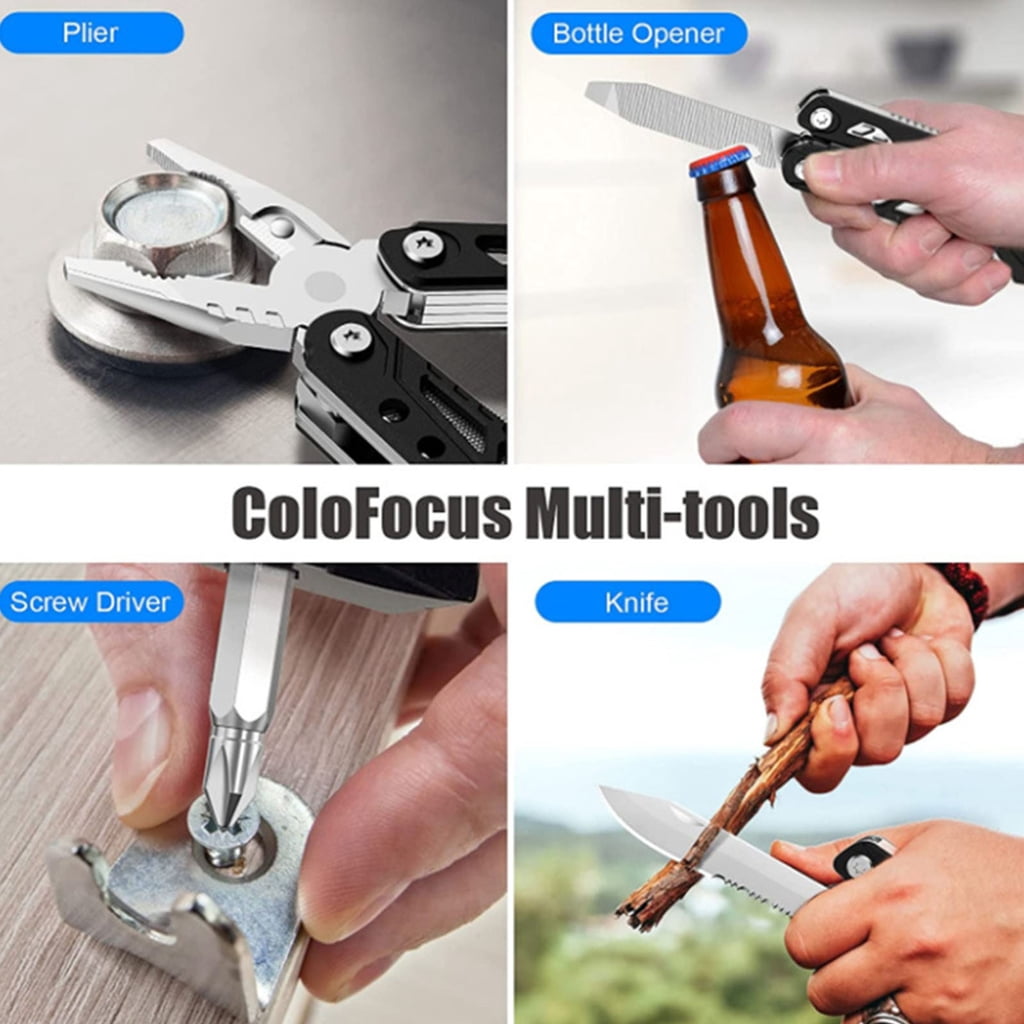 Miiottaa Stainless Steel and Aluminum Outdoor Multi Tool with Car Emergency Sledgehammer Car Window Breaker Perfect for Camping Hiking