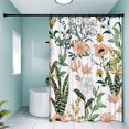 thumbnail image 1 of Cortina de ducha floral verde (72 x 72), cortinas de ducha de hojas tropicales de flores, juego de cortina de ducha impresa de tela de poliéster para baño con ganchos, 1 of 5