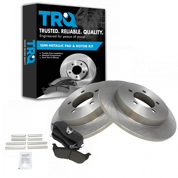TRQ Rear Brake Pad & Rotor Kit Brake Pads Brake Rotor Semi-Metallic Fits Select 2006-2010 Ford Explorer 2007-2010 Explorer Sport Trac Mercury Mountaineer
