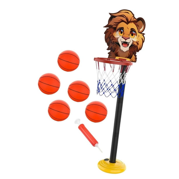 Conjunto de aro de baloncesto para niños, cesta de soporte de baloncesto versátil, juguetes deportivos para el aire libre, regalos interiores para Marrón