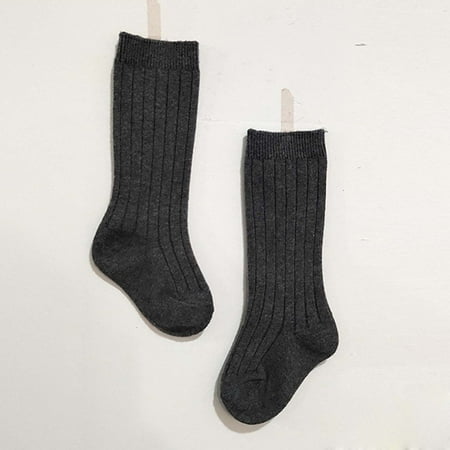 

TOWED22 Baby Infants Toddlers Girls MIddle Socks 1 Pack Bow Ribbed Long Stockings Ruffled Socks School Comfort Cool Socks Dark Gray