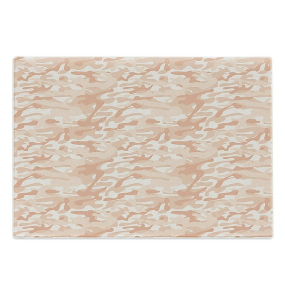 Camouflage Cutting Board, Camouflage Pattern with Abstract Soft Color Splashes Design Fashion Print, Decorative Tempered Glass Cutting and Serving Board, Large Size, Salmon Peach, by Ambesonne