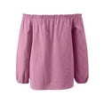 thumbnail image 3 of Frontwalk Casual Long Sleeve Linen Tops for Women Loose Fit Blouse Fall Off Shoulder Shirt Tunic Tee, 3 of 4