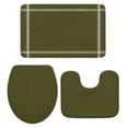 thumbnail image 3 of 3 Piece Bathroom Rug Set, Olive Green Non Slip Bath Mat with Contour Toilet Mat and Lid Cover, Solid Color Absorbent Soft Shower Mats for Bathroom, 3 of 9