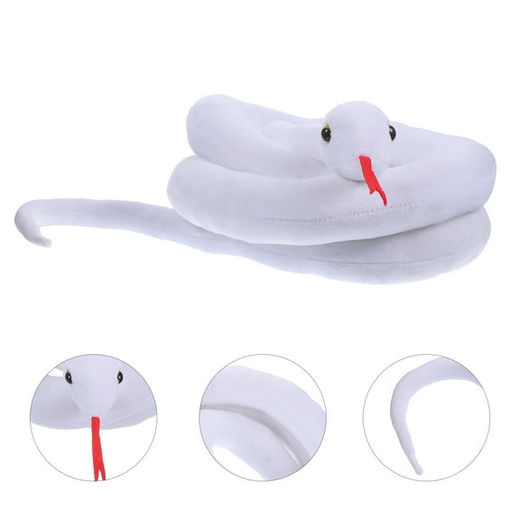 LEORX Soft Stuffed Animal Toy Snake Doll White 1Set