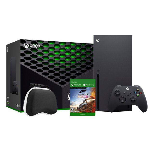 2020 Nouvelle Console de Jeu X Bundle - 1TB SSD Console Xbox Noire et Manette Sans Fil avec Forza Horizon 4 Jeu Complet et Coque Rigide de Protection pour Manette Xbox