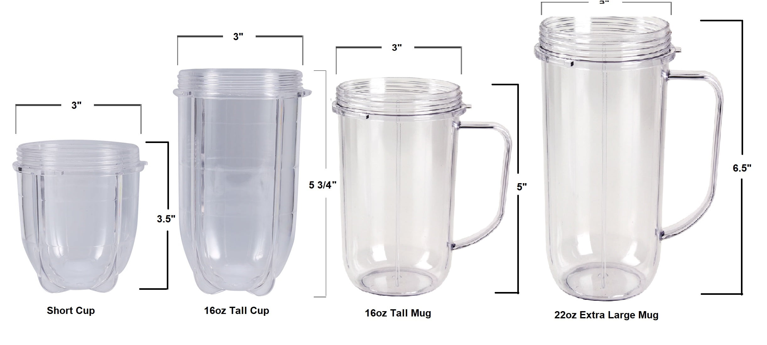  Blendin Replacement Blender Mugs Cup with Colored Comfort Lip  Rings, Compatible with Original Magic Bullet Blender 250W MB-1001,  MB-1001B, MBR-1101, MBR-1701, MBR-1702, MBR-0301, 16 Ounce, 4-Pack : Home &  Kitchen
