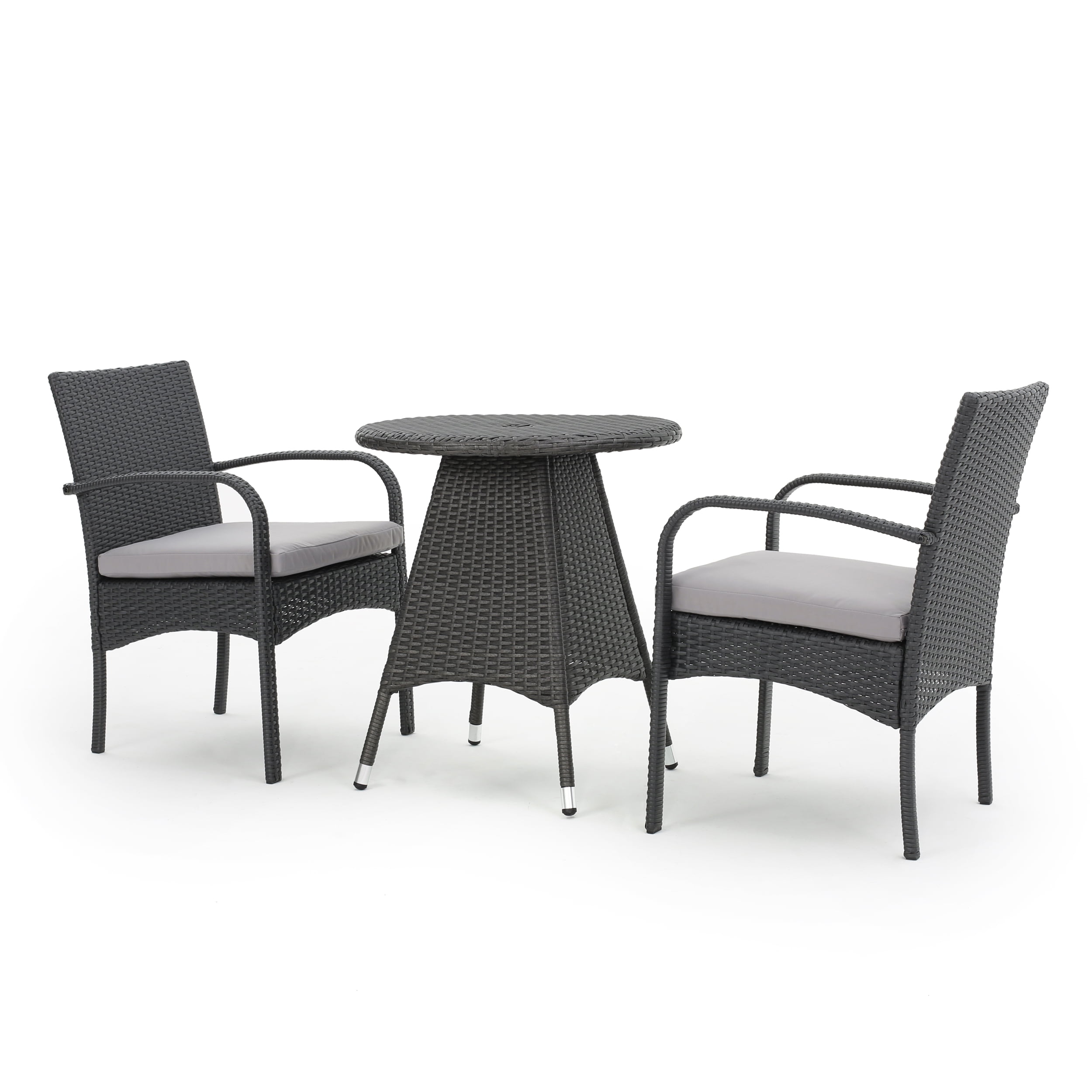 grey wicker bistro set