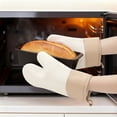 thumbnail image 5 of Unique Bargains 2pcs Soft Silicone and Cotton Heat-Resistant Oven Mitts Beige 11.2" x 7.7", 5 of 7