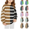 thumbnail image 2 of Utoimkio Toddler Boy Girls Long Sleeve Shirts Cute Striped Print Pullover Sweatshirts Fall Winter Casual Crewneck Tee Tops for Kids, 2 of 4