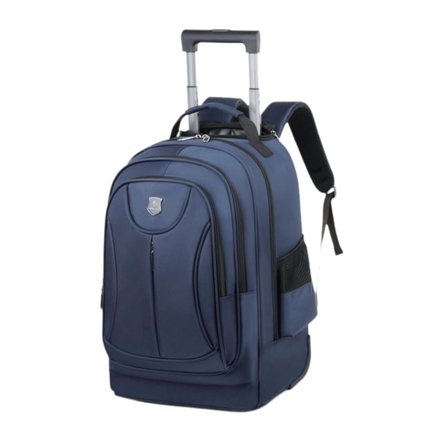 Mochila con ruedas CUTICAT tipo maleta con barra de tracción oculta azul