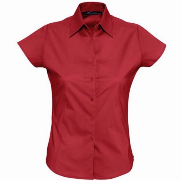 SOLS- Camisa de trabajo entallada Excess de manga corta para mujer (Rojo Cardenal)