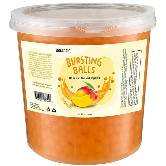 BREXONIC Bursting Boba Pearls Mango Tapioca Pearls for Bubble Tea & Desserts, 7 Lbs