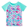 thumbnail image 4 of Girls Swimsuits Rash Guard Two Piece Set Short Sleeve Hawaiian Bathing Suit Kids Tankinis Swimwear 4-12T, 4 of 17