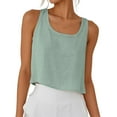 thumbnail image 2 of ECZHAW Clearance,Womens Linen Crop Tops Summer Casual Loose Cotton Linen Sleeveless Tank Top, 2 of 9