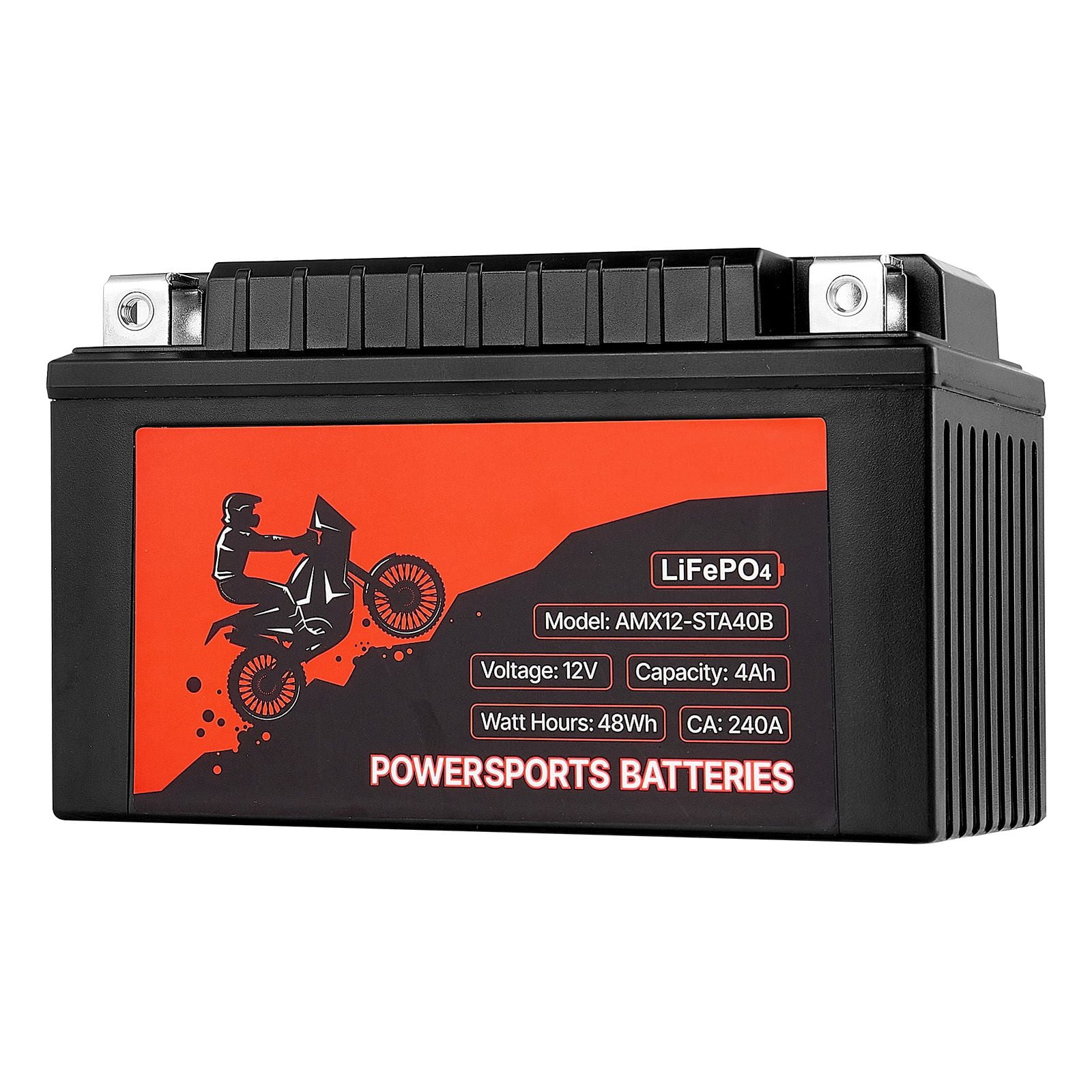 LiFePO4 Motorcycle Battery 12V 4Ah,Maintenance-Free Lithium Powersports Battery for ATV,Dirt Bike,Scooter,Jet Ski&UTV